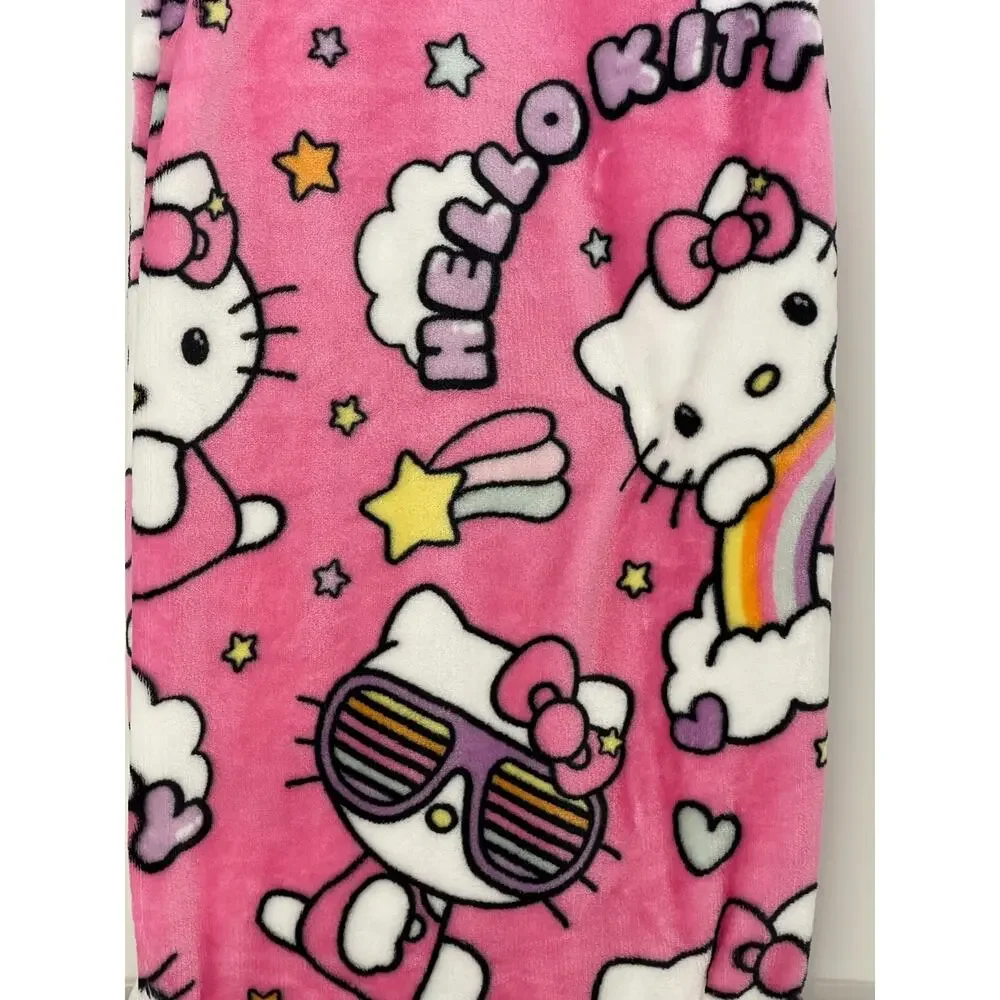 Hello Kitty Sanrio Silk Touch Throw Blanket 50 x 70 Starry Rainbows Pink NEW